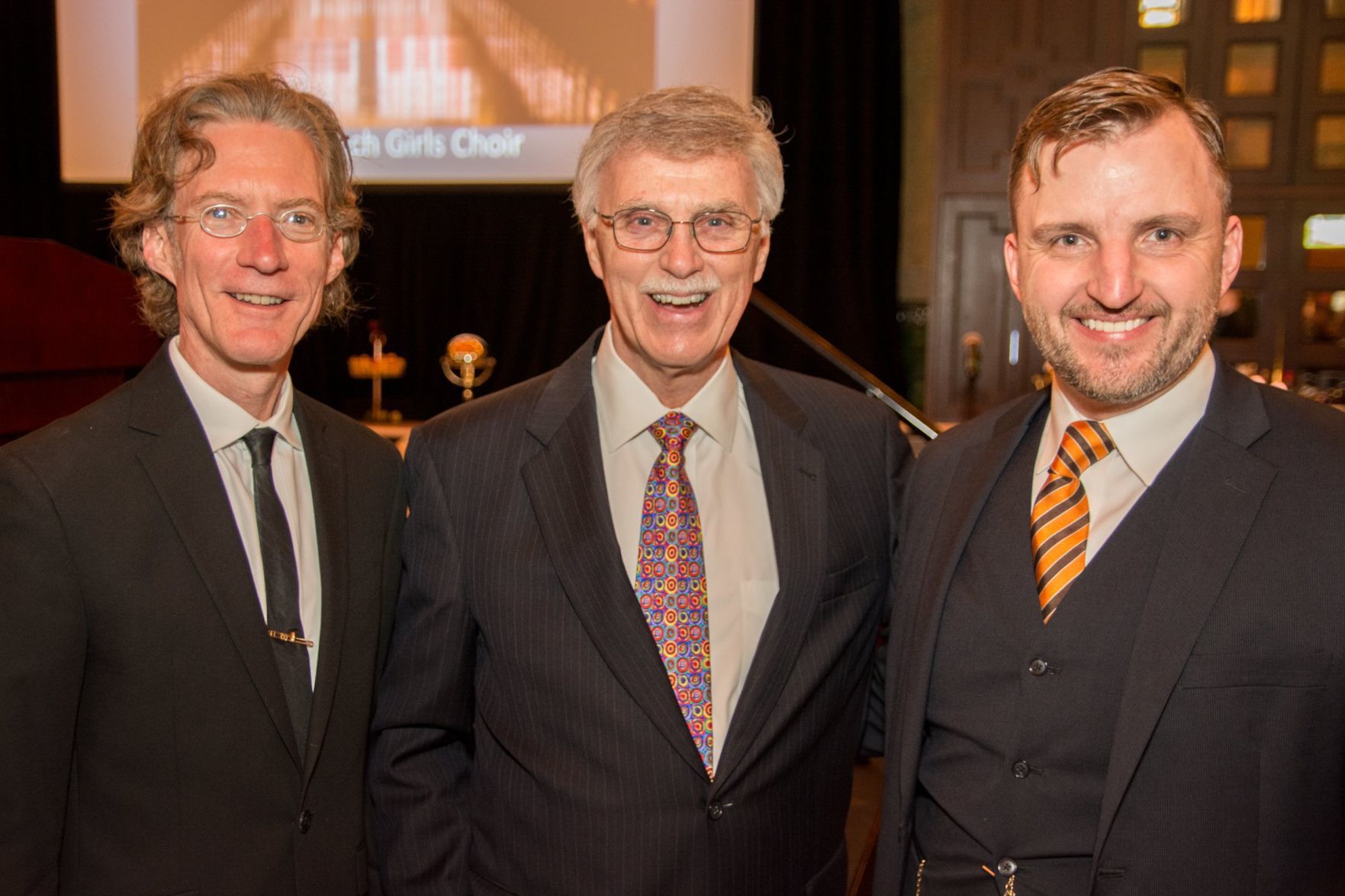 Ron Coleman, Dennis Sparger, Music Director and Conductor of the Bach Society Chorus and Orchestra, Steven Ball, Director of Music at Saint Francis de Sales Oratory